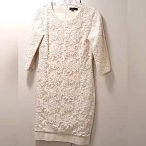 Dalia cream lace front Dress with sleeves